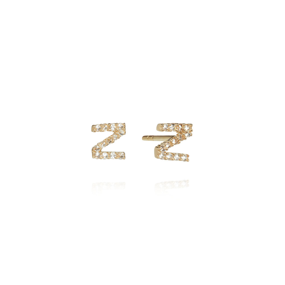 A pair of 18ct Gold Diamond Initial Z Stud Earrings | Annoushka jewelley